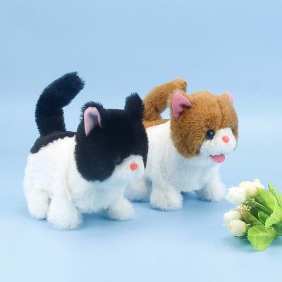 China Can Walk Children's Toy Electric Kitten Can Bark, Walk, Bend Tail Plush Toy Battery Kitten Baby Toy Electric Kitten for sale