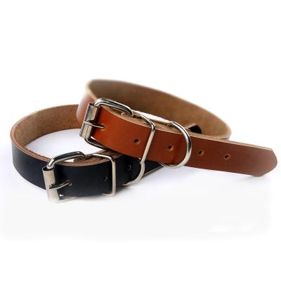 China Sustainable Black Brown Leather Pet Collars And Products Leash Set , Pet Collars Leashes for sale