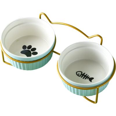 China Ceramic Cardboard Sustainable Box Pet Accessories Stored Rounded Dog Food Bowl for sale