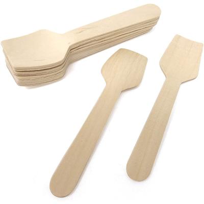 China Sustainable Birch Wooden Ice Cream Spoon Ice Cream Spoons Bulk for sale