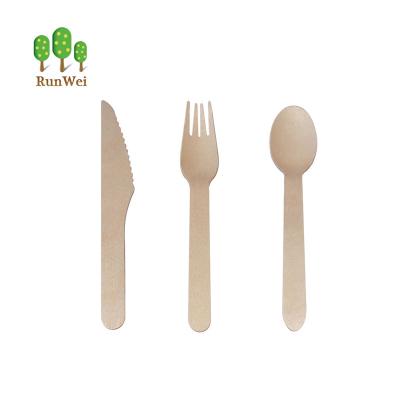 China Disposable Disposable Biodegradable Wooden Cutlery Wooden Cutlery Knife Fork Spoon for sale