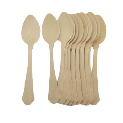 China Restaurant Disposable Wood Spoon Birch Wood Knife Fork Knife Fork Spoon Cheap Wooden Spoon Spoons for sale