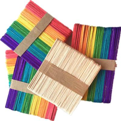 China Sustainable Wooden Colorful Kids Ice Cream Sticks Handcraft Colorful Wooden Stick for sale