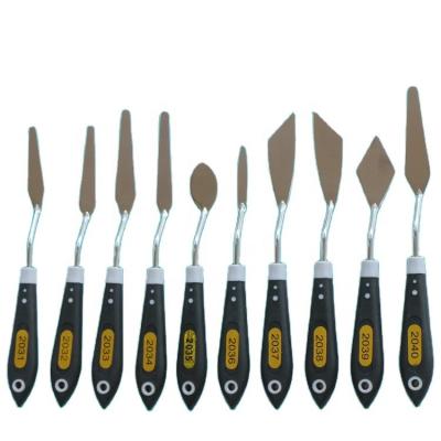 China Used for mixing and mixing paint black rubber handle welded paint knife/palette knife/spatula for sale