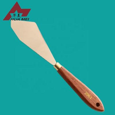 China Used for mixing and mixing paint handle stainless steel wooden oil painting knife/palette knife/spatula for sale