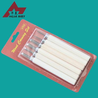 China Eco-friendly Professional Wooden Material 6Pcs Carving Knife Set for sale