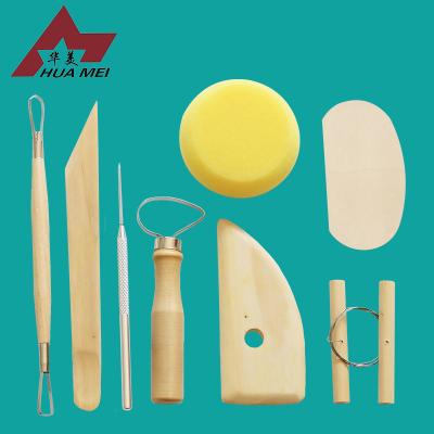 China High Quality Professional Wooden Raw Material 8pcs Clay Tool / Pottery Clay Tool for sale