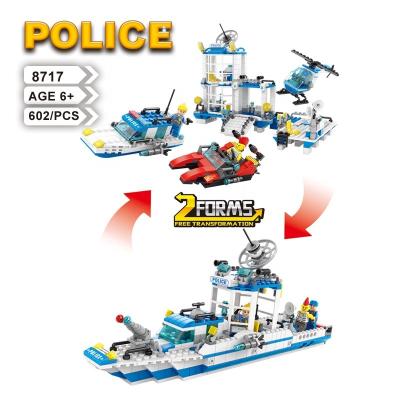 China Lele Brother Water Police Building Blocks Building Blocks Warship Kids Building STEM Block Toys Building Toys for sale