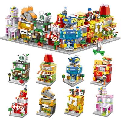 China 8 in 1 Building Toy Lele Brother Mini City Street View Legos Architecture Model Building Blocks Toys for sale