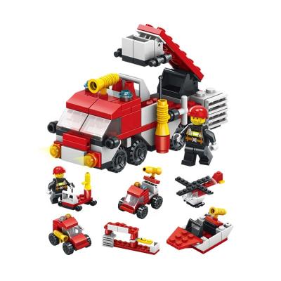 China 6 In 1 Building Deformation Lele Brother Promotion Gift Mini Toys Bricks Model Kids Toy 6 In-1 City Fire Fighting Legos Blocks Set for sale