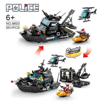 China The Lele Brother Transformable Toys Police Command Center Building Block Legos The Blow Warship Children Educational Block Toys for sale