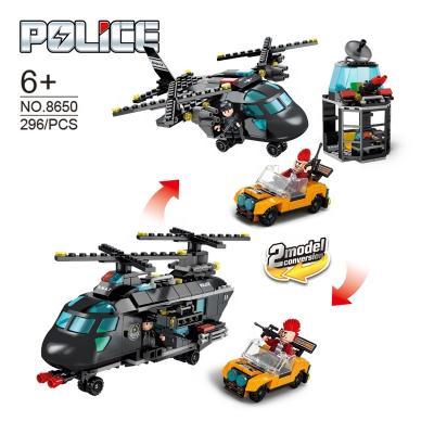 China Transforming Building Toys Lele Brother City Police Air Fighter Transform Helicopter Legos Bricks 2 in-1 Children's Building Blocks Toys for sale