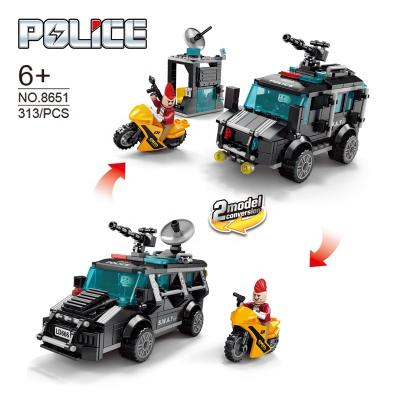 China Transformable Building Toys Legos City Police Car Building Block 2-in-1 Transform Bricks Kids Building Toys for sale