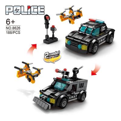 China Lele Brother City Police Car Transformable Building Toys 2-in-1 Legos Building Blocks Children DIY Creative Building Toys for sale