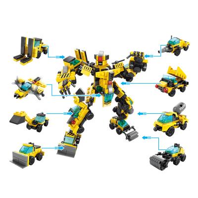 China Transforming Toys Lele Brother City Construction Truck Building Transform Robot 8-in-1 Kids Legos Building Block Toy for sale