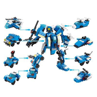 China Transformable Building Toys City Police Building Block Robot Transform Helicopter Blocks Kids Educational Toy for sale