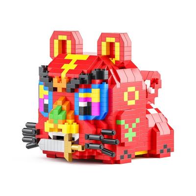 China 2022 Newly Adult Intelligence Development Lele Brother Tiger Mini Blocks Animal Nano Bricks Mascot Assemble Toy Ornaments for sale