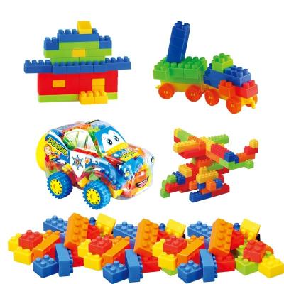 China Large Eco-friendly Material Building Block Mini Police Car Bottle Jumbo Blocks Toy Kids Education Building Bricks Set for sale