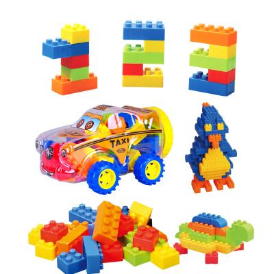 China Eco-Friendly Mega Material Blocks Taxi Car Big Building Blocks Set Toddler Educational DIY Stacking Block Toy for sale