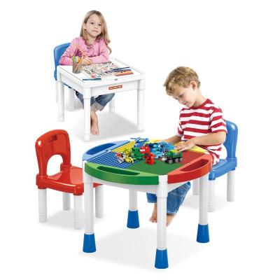 China Multifunctional Intelligence Development Children Plastic Study Playing Building Blocks Table Compatible With Chair for sale