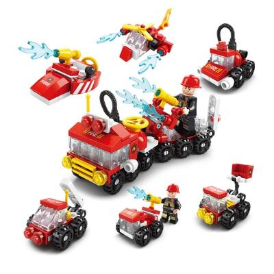 China 6 in 1 City Legos City Fire Toys Lele Brother Legos Building Fire 6 in-1 Truck Children Building Block Promotion Gift Educational Toys for sale