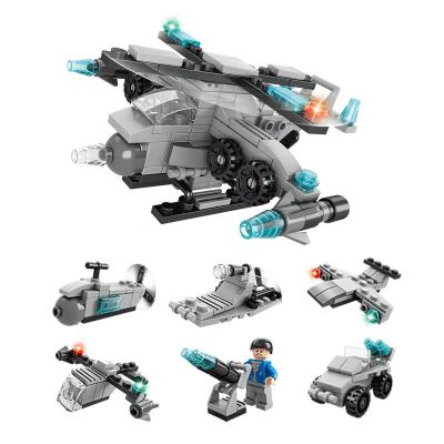 China 6 in 1 military naval force 6 building block girl building toys promotion gift in 1 helicopter boy building brick toy for sale