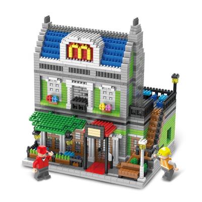 China Custom Intelligence Development Nanoblocks Architecture McDonald Mini Building 3D Puzzle Street View Pixel Bricks Toys for sale