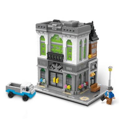 China Intelligence Development LELE BROTHER Architecture Series Diamond Block Bank Building Kids 3D Puzzle Pixel Toy for sale