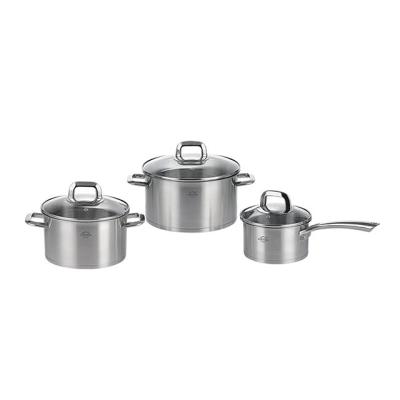 China Sustainable hot sale 6pcs 18 stainless steel 10 cookware set 304 kitchen soup pot set for sale