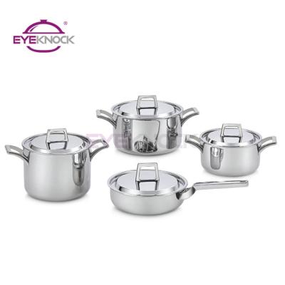 China Sleek 3 Layers High Quality 304 Stainless Steel Triple Pot Cookware Set for sale