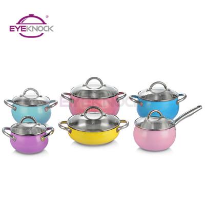 China Sustainable hot sale stainless steel cookware with color coating apple shaped stainless steel cooking pot for sale