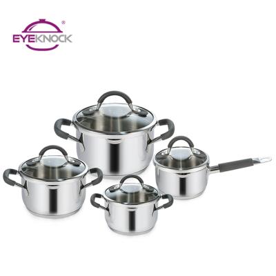 China Sustainable Hot Sale 18 Stainless Steel 10 Cookware With Silicone Handle 304 Stainless Steel Cooking Pot for sale