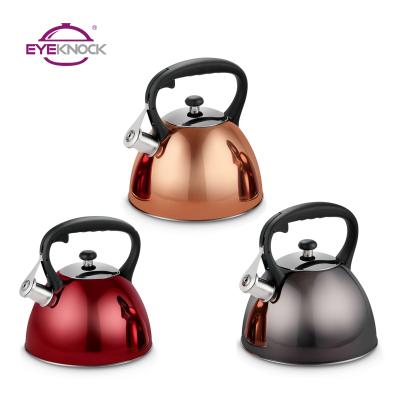 China New Sustainable Coating 3L Stainless Steel Water Kettle Transparent Gold Whistling Kettle for sale