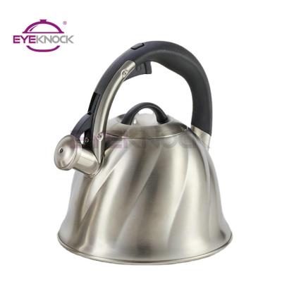 China Sustainable 2.5L Stainless Steel Water Kettle With Soft Touch Bakelite Handle Water Whistling Kettle for sale