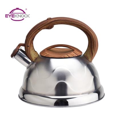 China Sustainable 2.5L Stainless Steel Water Kettle With Bakelite Wooden Handle Style Water Whistling Kettle for sale