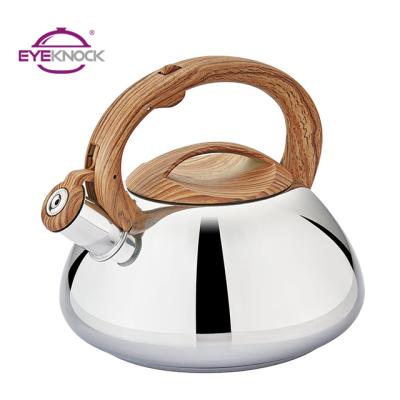 China Sustainable 2.8L Stainless Steel Water Kettle With Bakelite Wooden Handle Style Water Whistling Kettle for sale