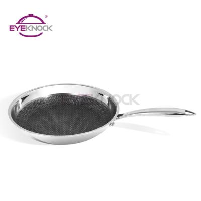 China Durable High Quality Triple Stainless Steel Non-Stick Etching Frying Pan for sale