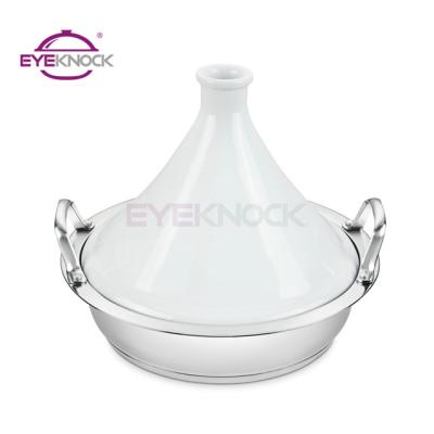 China Sustainable Non-Stick Cooking Pot With Lid Stainless Steel Induction Tagine Moroccan Tagine Ceramic Pot for sale