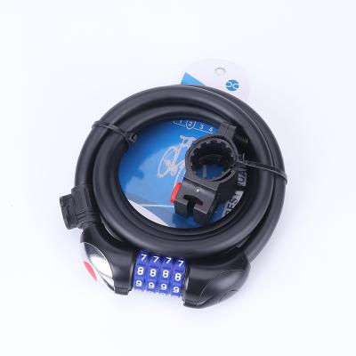 China Stell Wire and PVC Illuminated Bicycle Password Lock 4 Digit Security Bicycle Lock Cable for sale