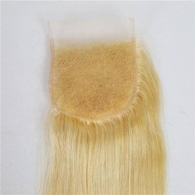 China Highknight 613 Blonde Lace Closure Virgin Human Hair 4x4 5x5 6x6 Straight Cuticle Aligned Film Lace Closure Virgin Human Hair Frontal 4x4 5x5 6x6 for sale