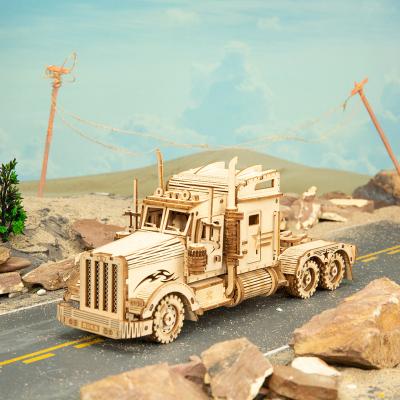 China DIY TOY Robotime Rokr USA Warehouse DIY Assembly Kits MC502 Heavy Truck Laser Cut Wooden Puzze 3D Toy for sale