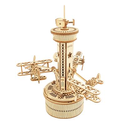 China Robotime 3d Jigsaw Puzzles AMK41 Environmentally Friendly Non-Toxic Diy Wooden Tower CE EN71 Certificate 3D Plane-control Assemble Wooden Puzzle Toy for sale