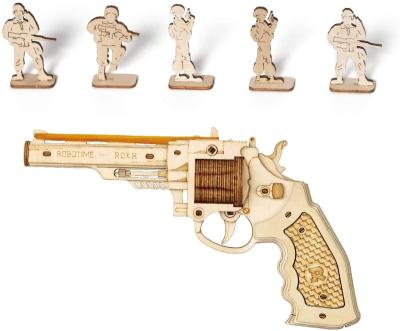 China DIY TOY Robotime LQ401 Diy Gun Toy With Safe Bullets 3D Wooden Puzzles For Kids Children for sale