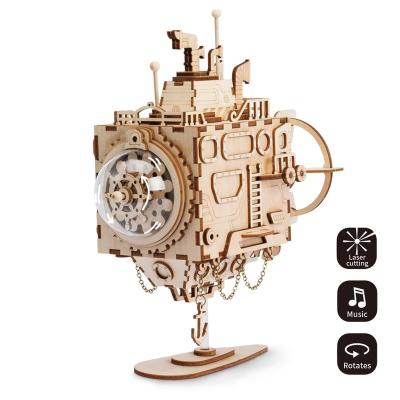 China Body Image Use Laser Cutting ROKR AM680 Bestselling DIY Gifts Submersible Wooden Music Box for sale