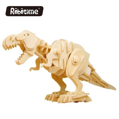 China DIY TOY Hot Sale Educational 3D Wooden Dinosaurs Puzzle Toy for sale