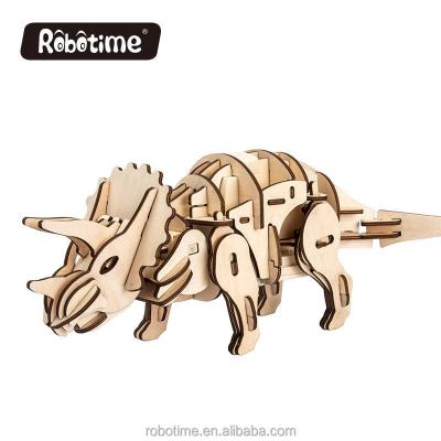 China Eco-friendly Non-Toxic Educational Healthy Lightweight RC Control 3D Dinosaur Wooden Puzzle for sale