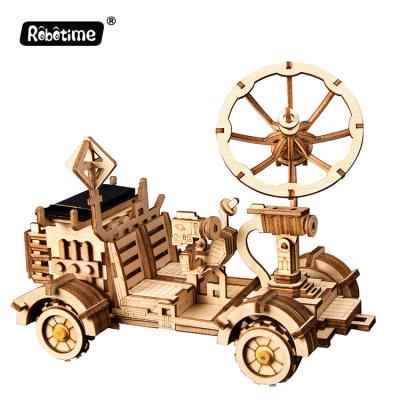 China Robotime Eco-friendly Non-Toxic Space Chaser Moon Buggy For Solar Powered Toy Wooden Puzzle By Laser Cut for sale