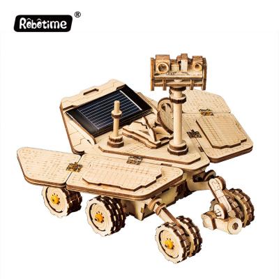 China Wholesale Promotional Gifts Robotime 3D Puzzle DIY Space Chasing Wooden Car Walking Model for sale