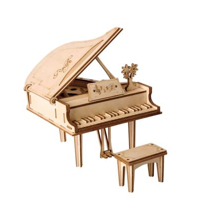 China Eco-friendly Laser Cut Arts Model Toy Grand Piano 3D Wood Puzzles For Pianists for sale