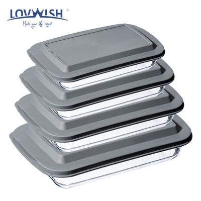 China Sustainable Rectangular Microwave Safe Borosilicate Glass Baking Dishes , Dish Pan Dish Heat Resistant Baking Tray for sale